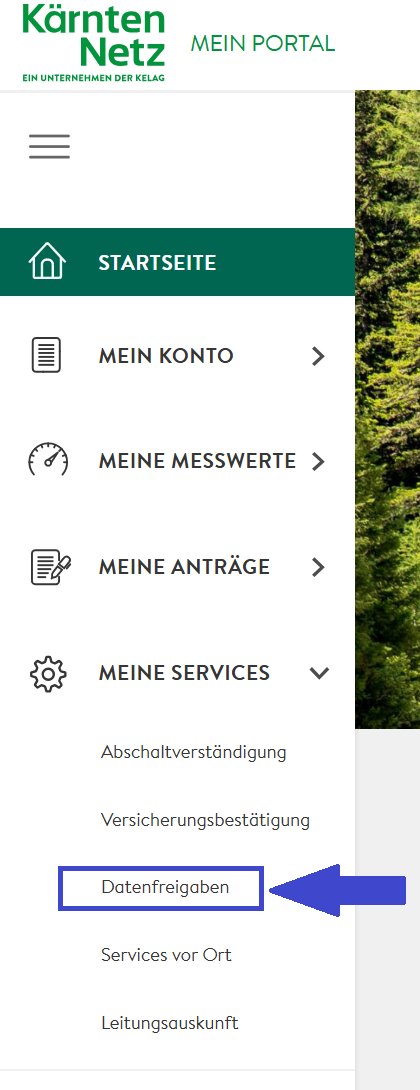 Linkes Menü von „Mein Portal“: unter „Meine Services“ ist der Punkt „Datenfreigaben“ blau umrahmt und mit einem Pfeil markiert.