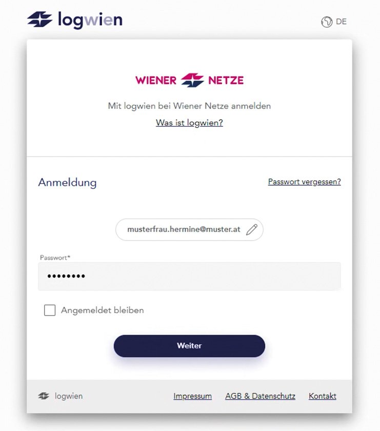 logwien-Anmeldung: Passwort eingeben