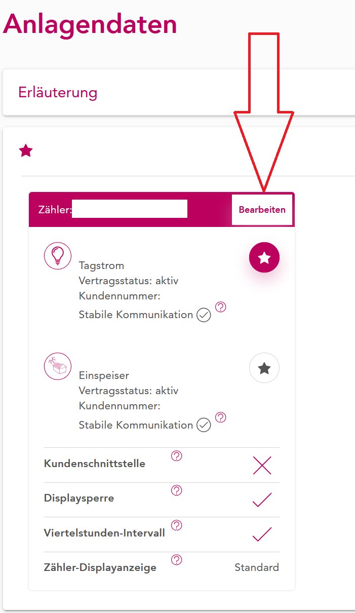 Anlagendaten mit dem Knopf Bearbeiten