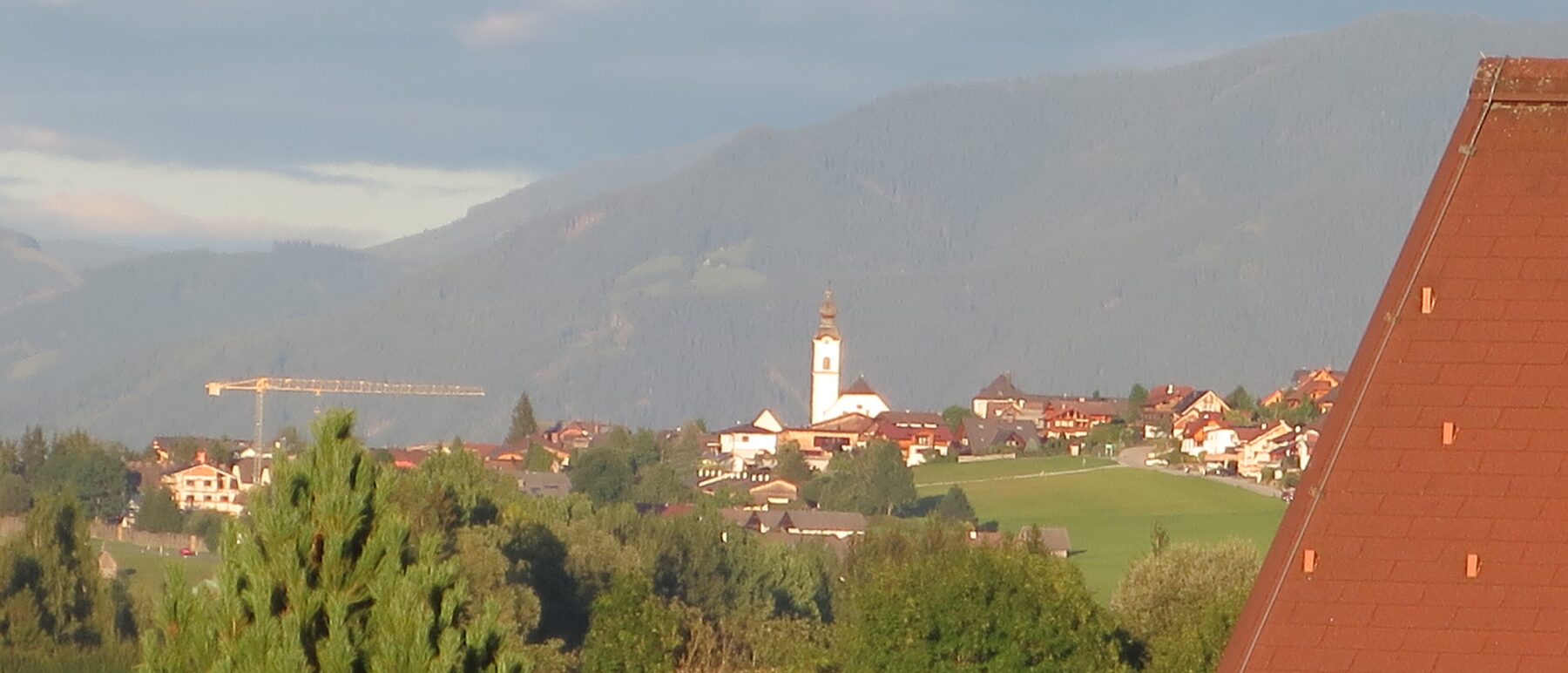 Blick von Lehen auf Haus im Ennstal